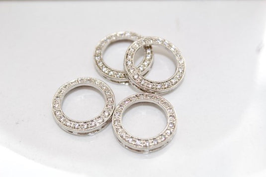 15mm CZ Circle Connector - Sterling Silver