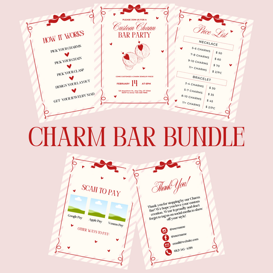 Charm Bar Signage Bundle - Red Bow