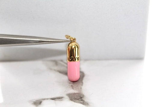 Pink Pill Charm - Gold Plated