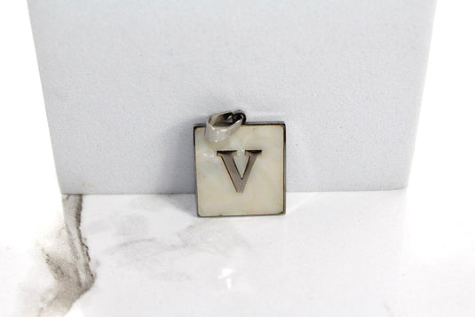 Marble Letter Frame Charms - Silver Plated