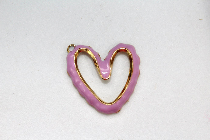 Purple Large Heart Charm - Gold Plated