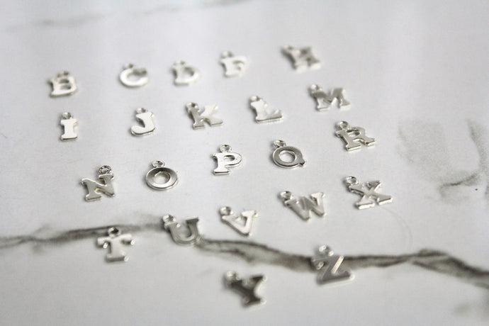 Block Style Letter Charm - Sterling Silver