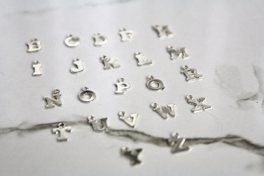 Block Style Letter Charm - Sterling Silver