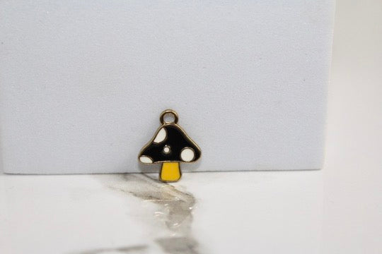 Black Mushroom Charm - Gold Plated