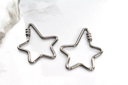 Asymmetrical Star Ball Carabiner - Silver Plated