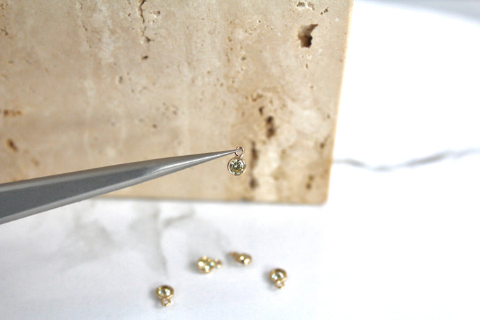 3mm CZ Sage Charm - 14K Gold Filled (Yellow)