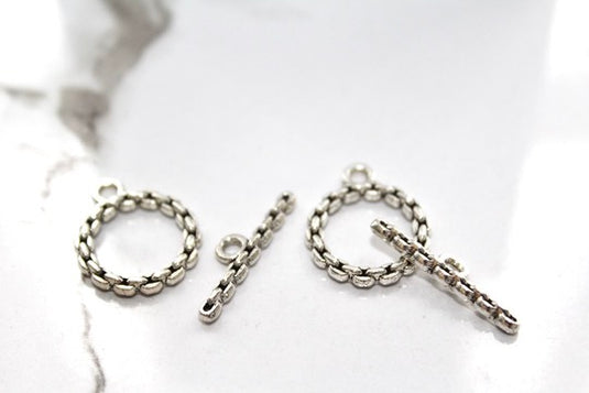 Chain Link Toggle Clasp - Silver Plated