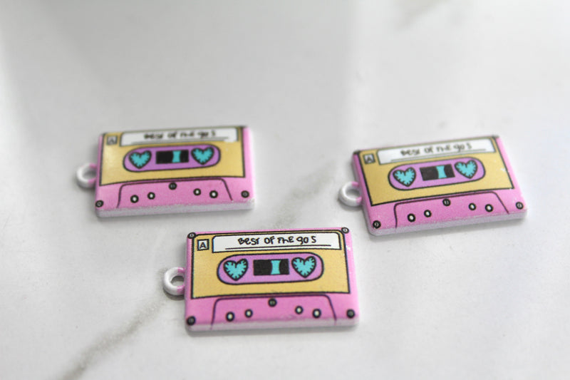 Load image into Gallery viewer, Retro Cassette Tape Charm - Plated
