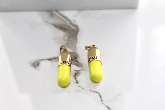 Load image into Gallery viewer, Yellow Pill Charm - Gold Plated
