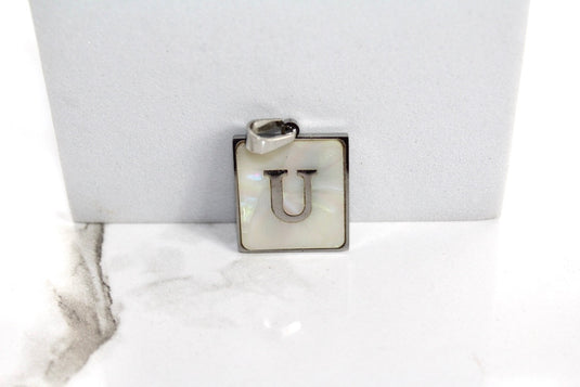 Marble Letter Frame Charms - Silver Plated