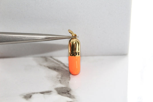 Orange Pill Charm - Gold Plated