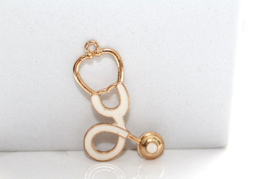 Large Stethoscope Charm - Gold Plated