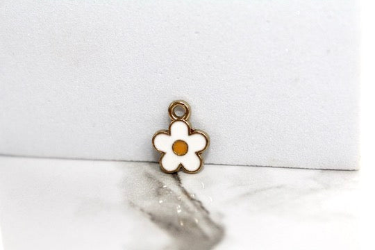 White Daisy Charm - Gold Plated