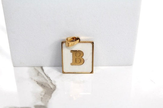 Marble Letter Frame Charms - Gold Plated