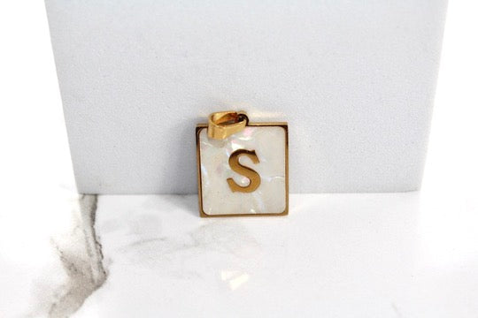 Load image into Gallery viewer, Marble Letter Frame Charms - Gold Plated
