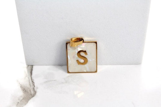 Marble Letter Frame Charms - Gold Plated