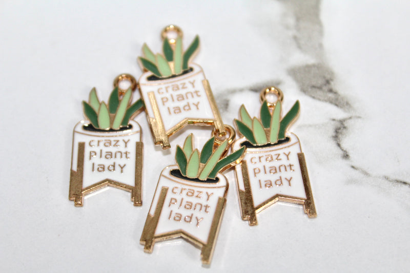 Load image into Gallery viewer, Crazy Plant Lady Succulent Charm - Gold Plated
