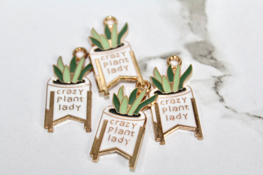 Crazy Plant Lady Succulent Charm - Gold Plated