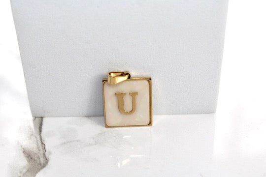 Load image into Gallery viewer, Marble Letter Frame Charms - Gold Plated
