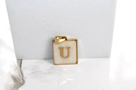 Marble Letter Frame Charms - Gold Plated