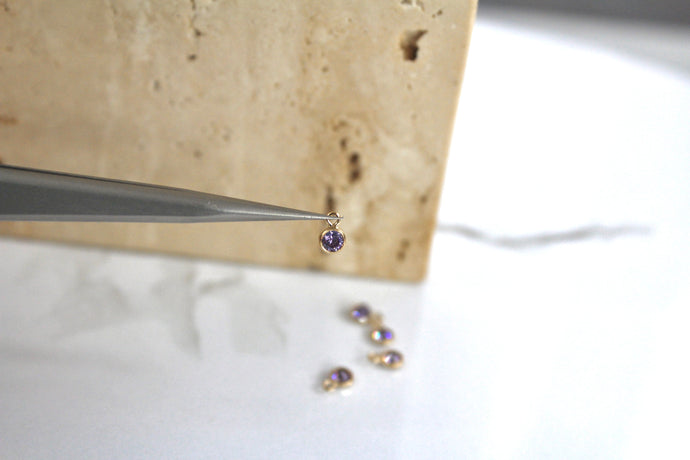 3mm CZ Light Amethyst Charm - 14K Gold Filled (Yellow)