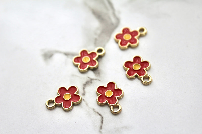 Load image into Gallery viewer, Red Daisy Charm - Gold Plated
