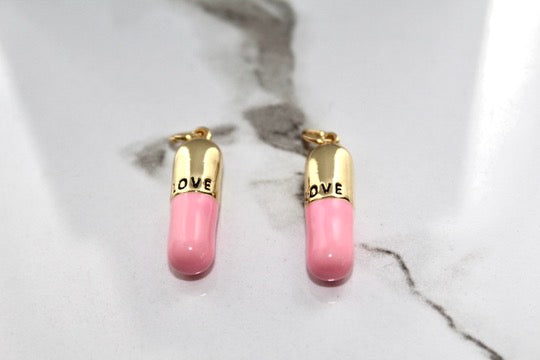 Load image into Gallery viewer, Pink Pill Charm - Gold Plated
