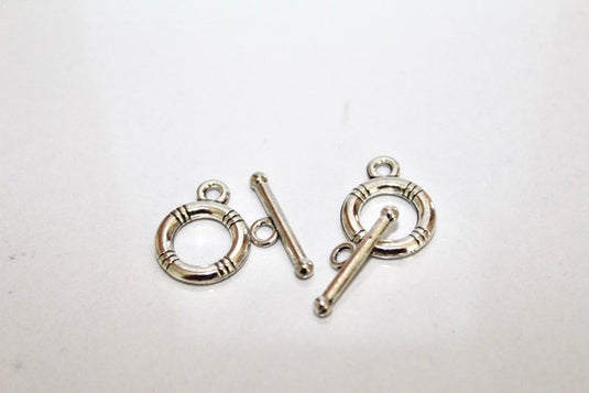 Stripe Toggle Clasp - Silver Plated