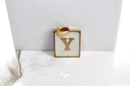 Load image into Gallery viewer, Marble Letter Frame Charms - Gold Plated
