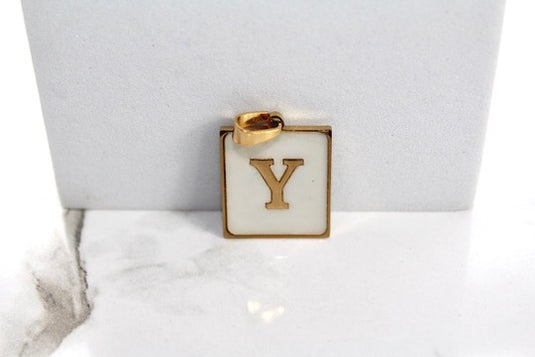 Marble Letter Frame Charms - Gold Plated