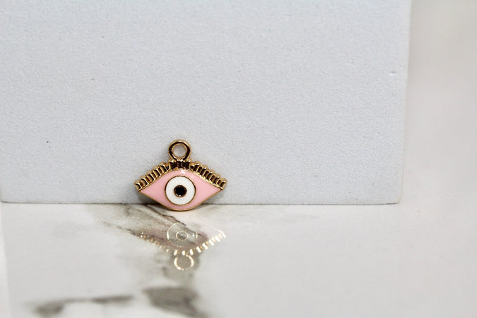 Pink Evil Eye Charm - Gold Plated