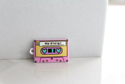 Retro Cassette Tape Charm - Plated