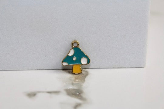 Blue Mushroom Charm - Gold Plated