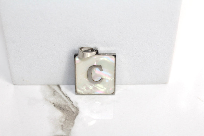 Load image into Gallery viewer, Marble Letter Frame Charms - Silver Plated
