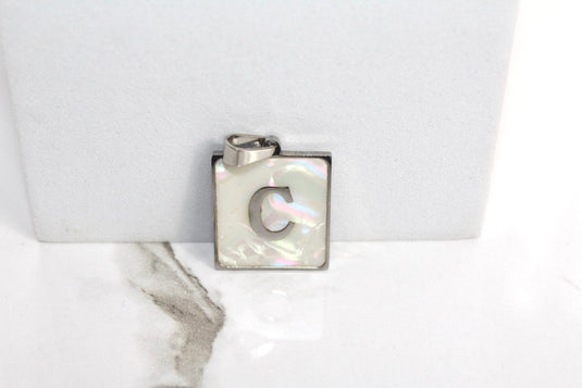 Marble Letter Frame Charms - Silver Plated