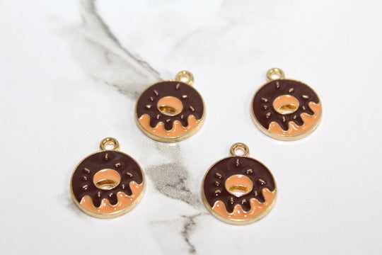 Load image into Gallery viewer, Chocolate Sprinkle Donut Charm - Gold Plated
