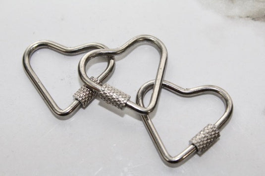 Small Heart Screw Carabiner - Silver Plated