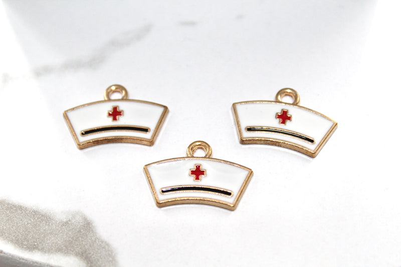 Load image into Gallery viewer, Nurse Cap Charm - Gold Plated
