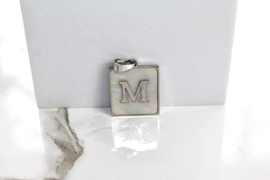 Marble Letter Frame Charms - Silver Plated