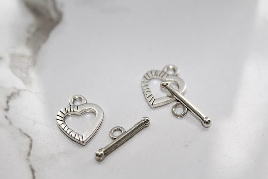 Load image into Gallery viewer, Heart Shape Toggle Clasp - Silver Plated
