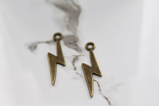 Bronze Lightning Bolt Charm - Gold Plated