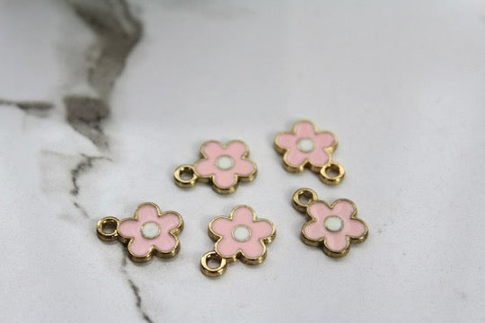 Load image into Gallery viewer, Pink Daisy Charm - Gold Plated
