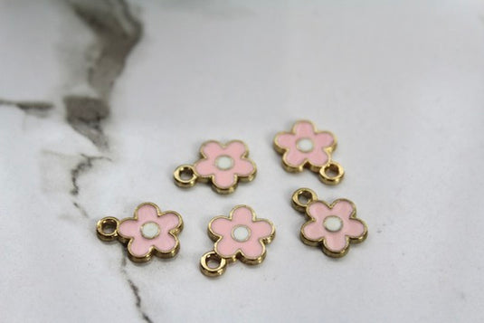 Pink Daisy Charm - Gold Plated