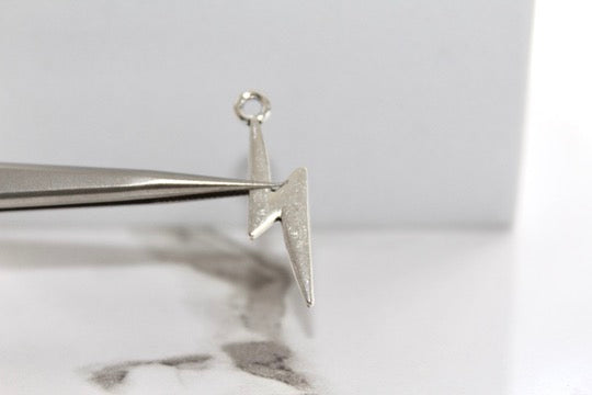 Silver Lightning Bolt Charm- Silver Plated