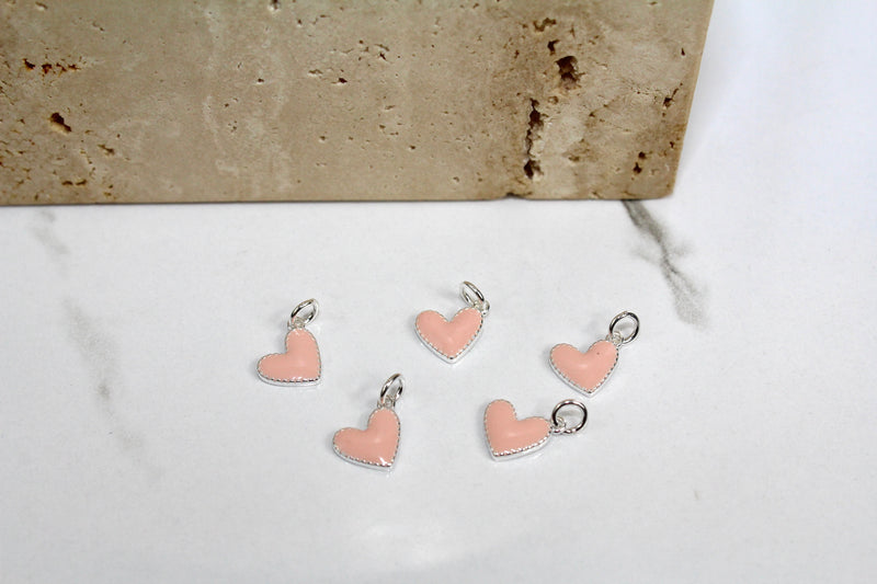 Load image into Gallery viewer, Pink Enamel Heart Charm - Sterling Silver
