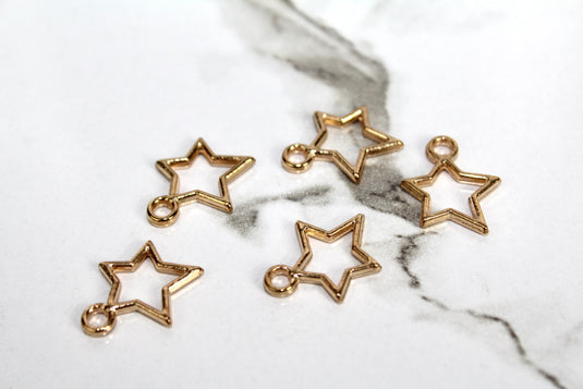 Asymmetrical Star Outline Charm - Gold Plated