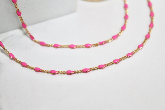 Hibiscus - 14K Gold Filled Enamel (Pink)