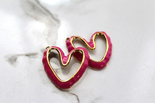 Load image into Gallery viewer, Pink Large Heart Charm - Gold Plated
