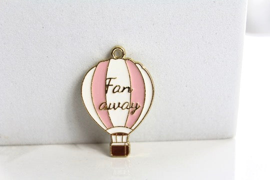 Far Away Hot Air Balloon Charm - Gold Plated