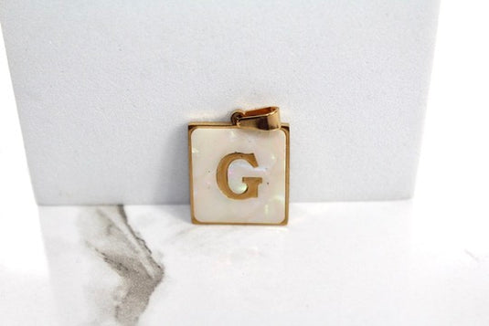 Marble Letter Frame Charms - Gold Plated